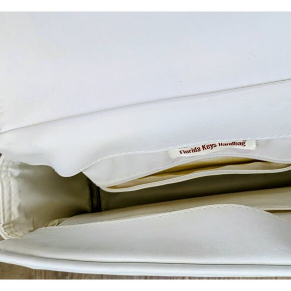 VTG 80s The Original Florida Keys White Pink Hibiscus Flower Shoulder Bag Purse - Picture 7 of 13